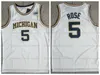 Maglia da basket Michigan Chris Webber 4 College Jalen Rose 5 Juwan Howard 25 maglie da uomo tutte cucite blu navy giallo bianco taglia S-2XL alta qualità