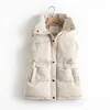 Autumn Winter Women Down Jacket Solid Loose Stand Collar Vest Windproof Warm Waistcoat Parka Ladies Button Chic Coat 211108
