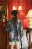 Autumn Painting Green Long Sleeve Blouse Women Button Up Loose Shirt Floral Print Fashion Vintage Top Fall Clothes 210427