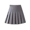 夏のプリーツスカートの女性ファッションシックな短い春のハイウエストソリッドカラーミニ長白S 210428