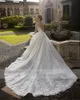 Luksusowe sukienki ślubne syreny długie rękawowe koronkowe aplikacje z koralikami Odłączany pociąg ślubny suknie ślubne Vestido de novia2599