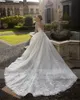 abiti da sposa a sirena di lusso manica lunga da spiaggia applique in pizzo treno staccabile con perline abiti da sposa Vestido De Novia223L