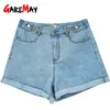 Garemay Damen Denim Shorts Klassische Vintage Hohe Taille Blau Weites Bein Weibliche Caual Sommer Damen Jeans Für Frauen 210714