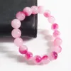 Link Chain 10mm Pink Chalcedony Agate Bracelet For Women Natural Stone Transfer Luck Energy Beads Bracelets Fawn22