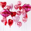 75x75cm بالونات هيليوم الشفاه الحب Globos Rose Red Red Me Foil Balloon for Valentine Deet Decor