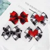 Baby Toddler Girl039s Buffalo Plaid Check Hair Bow Clips cekiny miłosne serce urocze spinka do włosów klasyczny RedBlack Whiteblack Barrette7448393