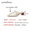 Sophitina läder fashionabla blandade färger sommar kvinnor skor Sandaler Mid Strange Heel Dressing Fashion T-Remskor Fo209 210513