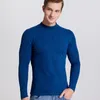 Intimo termico da uomo Dolcevita Top Primavera Autunno Bottoming Maniche lunghe T-shirt elastiche solide Pullover casual 210319