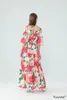 Summer Runway Fashion Maxi Long Holiday Dress Lady Floal Print Elastico in vita Lunghezza alla caviglia Abiti con cinturino alla caviglia Vestidos 210421