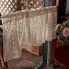 Rustic Cotton Thread Crochet Short Kitchen Curtain Decorative Cabinet Curtain Half Curtain 210913