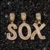 Pendant Necklaces & Pendants Jewelry Hip Hop Micro Paved Square Cz Cubic Zirconia Bling Iced Out Letter Necklace For Men Rapper Gold Sier Dr