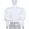 レディースジャケットレディースエレガントなコートアウトウェアパフスリーブジップアップクロップドジャケットファッション2022秋の女性の服