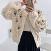 Runway High Quality Woemn Winter Haftowane Kwiatowy Sweter Sweter Outwear Knit Sweet Cardigans 210520