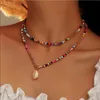 Naszyjniki wisiorek Czeski Kolorowe Nasiona Koralik Shell Choker Naszyjnik Oświadczenie Krótki kołnierz łańcucha obojczyka dla kobiet Kobieta Boho Jewelry