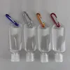 Bouteille rechargeable d'alcool vide de 50ML étanche avec crochet porte-clés désinfectant pour les mains en plastique Transparent Transparent pour bouteilles de voyage