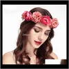 Otras joyas para el cabello Drop Delivery 2021 Amazon Top Seller Encantador Fancy Beauty Mujeres Tocado Flor Venta al por mayor Custom Rose Bridal Garland Zru