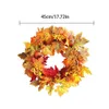 Pumpkin Maple Leaf Wreath Artificial Flower Garland Autumn Harvest Thanksgiving Halloween Decoration Halloween Wreath Berry Deco Y0831