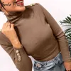 Herfst winter lange mouw vrouwen plus size solide office lady slanke bodycon tops vrouw t-shirts knoppen shirts G1184 211110