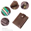 Wholesale men's oil wax leather wallet retro thin cowhide leathers card holder multi-card position clip purse 472