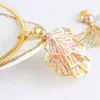 Earrings & Necklace 3Pcs Bridal Jewelry Sets For Women Copper Elegant Fan Dangle Gold Weddings Engagement Anniversary Party Set