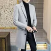 Men039S Trench Coats Business Casual Slim Fit Gentleman Long Overcoats Mens Gray Blazers Jackor Black Winter Woolen Elegant6085063