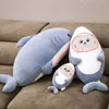 Плюшевая акула игрушка kawaii мультфильм кошка лицо мягкая кукла детские игрушки подушка рождения подарок для детей 220222
