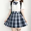 Kleding sets [schorpioen] lange mouw jk uniform vrouwelijke volledige pak zomer herfst wit shirt originele plaid geplooide rok school meisje kleding