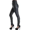 ファッションストレッチブラックレースアップレザーパンツ女性ハイウエストヒップホップズボンストリートウェアプラスサイズ210521