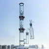 Narguilés clairs 19 "Bongs en verre 3 chambres disque en nid d'abeille droit Perc dôme pomme de douche conduite d'eau 18mm joint femelle diffusion tige descendante Dab Rigs bol WP522