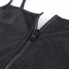 Zipper One-Piece Set Women Sleevelsport Suit Workout Bodysuit Kvinna Fitndancing Yoga Jumpsuit Gym Kläder X0629
