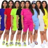 Summer Femmes Tracksuit Deux morceaux Set Designer 2021 Casual Tenue à manches courtes Couleur Solide Couleur Fashion T-shirt Loose T-shirt Jobging Cuisson gratuit DHL