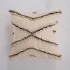 Housse de coussin beige vintage coton lin floral style marocain oreiller 45x45 cm taie d'oreiller pour siège chaise décoration de la maison coussin/décoratif