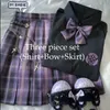 Japonais Harajuku Trois pièces ensemble Plaid Mini Femmes Jupe Uniformes Scolaires A-ligne Doux Taille Haute kawaii Costumes Ensembles 220302