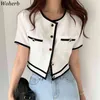 Summer Short Sleeve O-Neck Single Breasted Women Trend Coat Feminino Chic Button Loose Casual Ladies Jacket 210519