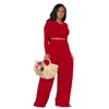 New Women Plus Size Outfits 3XL 4XL Solid Tracksuits Long Sleeve sweatsuits pullover shirt Top+wide leg pants Two Piece Sets Black Sports Suits outdoor joggers 5674