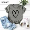 JFUNCY 2020 Lato Kobiety T Shirt Proste Miłość Wzór Kobiet Krótki Rękaw Harajuku T-shirt Femme Topy 5xl Plus Size Graphic Tees Y0629