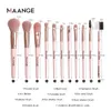 Maange 11 pcs / set maquiagem escovas pro cor-de-rosa pincel conjunto de pó de pó misturando Eyeliner Eyelash Sobrancelha maquiagem beleza cosmésticos escovas