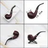 Pipes Smoking Aessories Household Sundries Home & Gardenboutique 705 Carved Ebony Solid Wood Manual Old Curved Log Filter Tobao Pipe Hwf7127