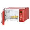 Utensilios De Cocina Rojo 20L 0.7cuft Retro Con Pantalla Mango Dorado Microondas Cocina Comedor Bar