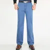 Plus Größe 30-42 Männer Qualität Denim Stoff Jeans Homme Hohe Taille Stretch Gerade Feste Hosen Männliche Klassische Freizeit hosen 210319