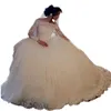 20222 Koronki Z Długim Rękawem Suknie Ślubne Suknia Balowa Tulle Plus Size Off Ramię Bride Bridal Suknie Ślubne Aplikacje Princess Dress Vestidos de Novia Wiosna Lato