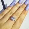 Vecalon anel de declaração 925 prata esterlina esmeralda corte diamante cz promessa noivado anéis de banda de casamento para mulheres jóias de noiva 2319