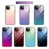 Capas de telefone coloridos gradiente para iPhone 12 mini 11 pro max vidro temperado caso xr xsmax se 7 8 mais capa protetora