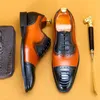 Laçage en cuir véritable chaussures formelles pour hommes mariage affaires richelieu Oxford fête chaussure noir marron tête carrée hommes robe chaussure