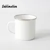 DIY sublimering 12oz enamel mugg med silverfälg 350 ml rostfritt stål emaljerad kopp handtag tomt tand tumlar vatten kaffeflaskor FY4394 B0601X03