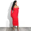 Autumn Winter Sweater Dress Women Sexy V Neck Off Shoulder Long Sleeve Pullover Knitted Casual Backless Tight Midi es 210522