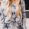 Kvinnor Casual Tie Dye Tracksuit Pijama Hem Två Piece Set Lounge Wear Sweatshirts Suit Loose Outfits Ropa Mujer Höstkläder X0428