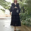 Casual Dresses Designer Runway Summer Dress Sexig Cut Out Backless Deep V Neck Midi Boho Ruffles Lace Patchwork