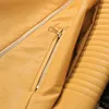 Vår Höst Faux Leather Jacket Moto Biker Outwear Women High Street Slim Cool Overcoat O-Neck Zipper Kvinna Coat 210430