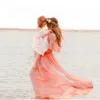 Annelik Elbiseleri Hamile Kadınların Omuz Kişi Şifon Uzun Düğün Plaj Elbiseleri Fantezi Hamilelik Fotoğrafları Props Atış
